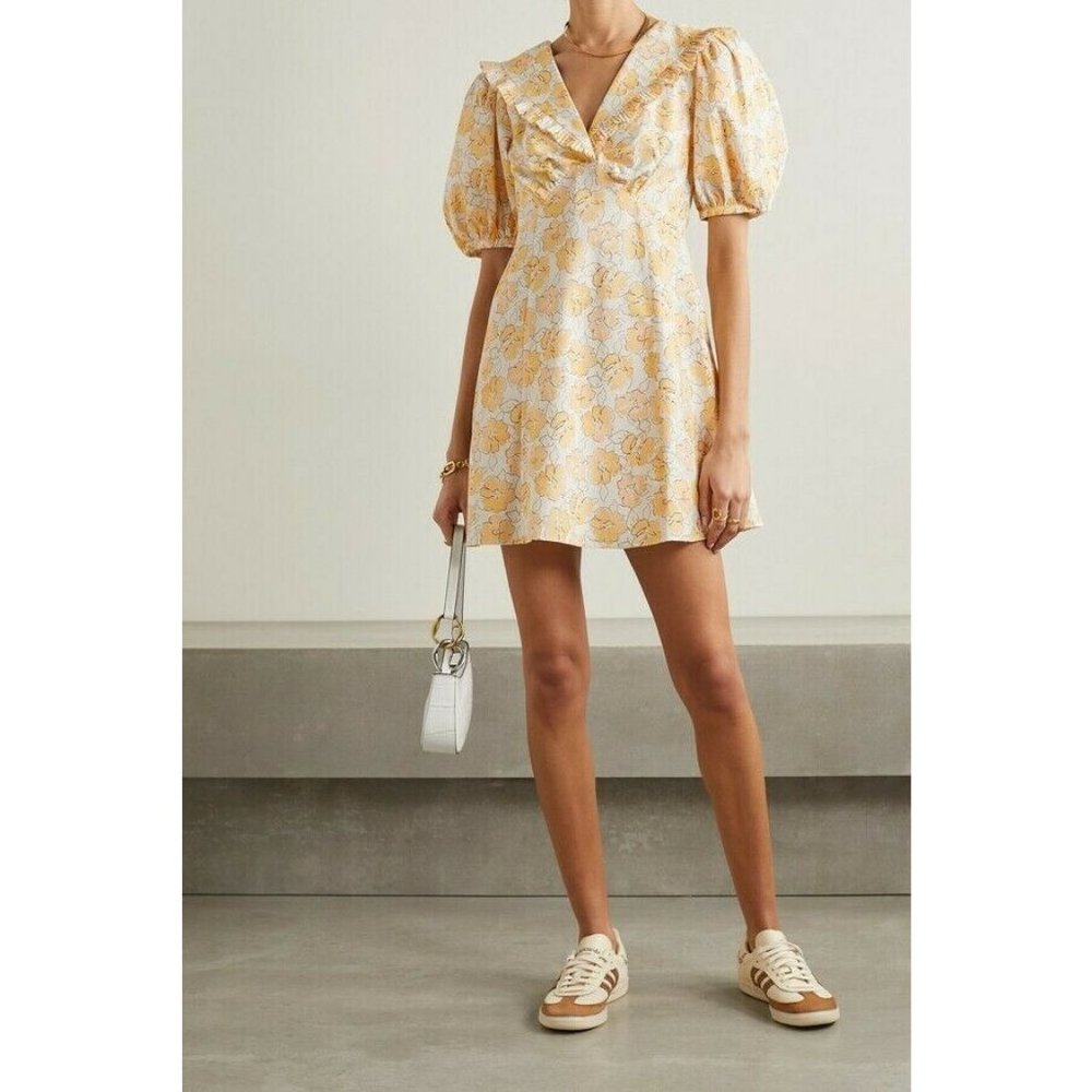 RIXO Dress Kayla Yellow Floral Mini Dress Size 6
